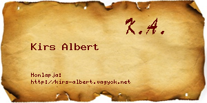 Kirs Albert névjegykártya