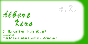 albert kirs business card